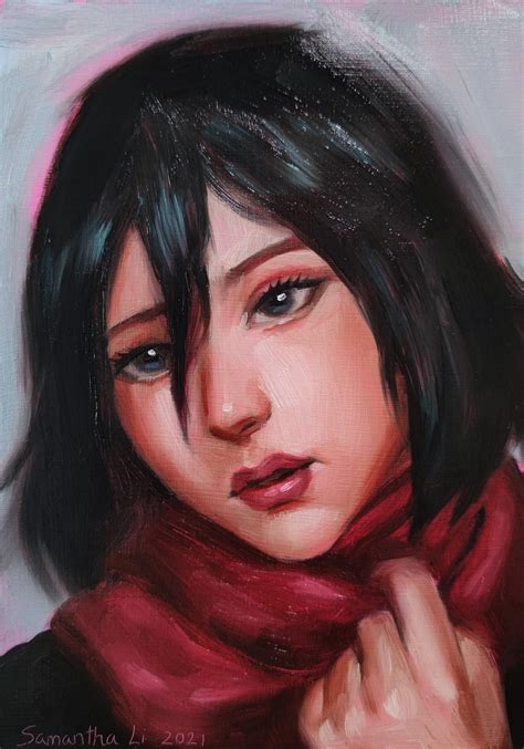 My oil painting of Mikasa :) : r/attackontitan